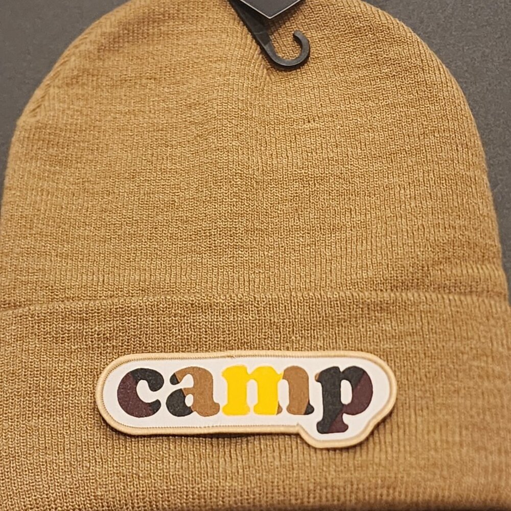 camp (camo) Knit Cuffed Beanie in Caramel